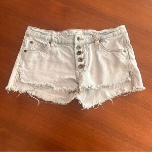 O'Neill Light Blue Distressed Jean Denim Button Shorts with Frayed Hem Size 3